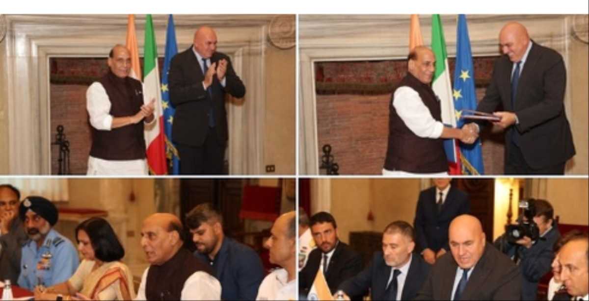 राजनाथ सिंह ने इटली में की रक्षा उद्योग क्षेत्र पर चर्चा